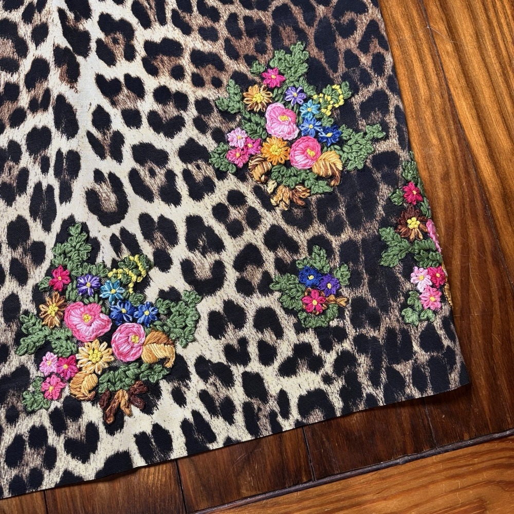 Vtg MOSCHINO Cheap and Chic Leopard Floral Embroidered Pencil Skirt Sz 8 A1574 - Picture 3 of 13